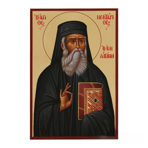 Saint Nektarios of Aegina Handmade Iconography on Wood