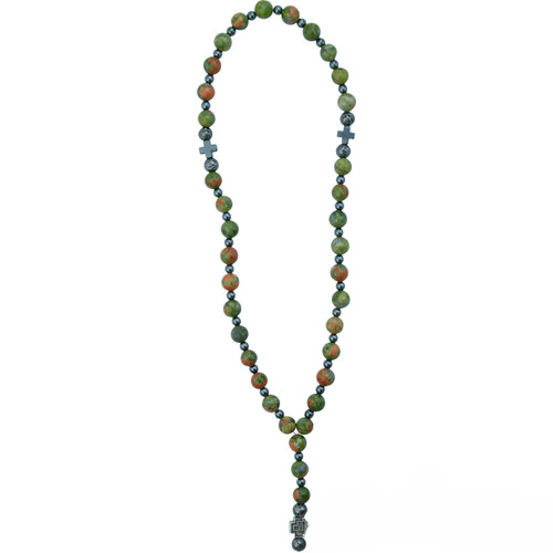 Prayer rope with 33-beads of Unakite Stone