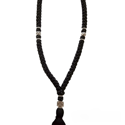 Silk Prayer Rope with 100 Knots and Metallic Beads