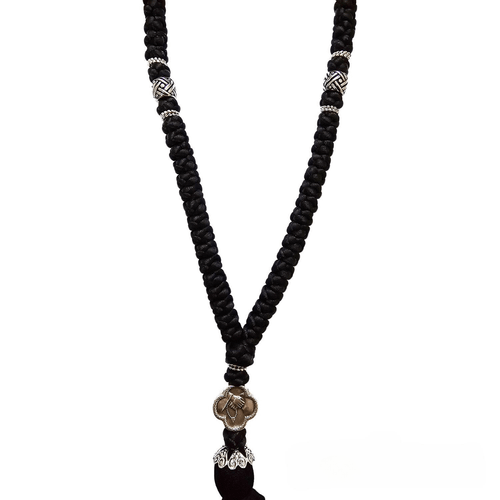 Silk Prayer Rope 100 Knots with Cross and Beads