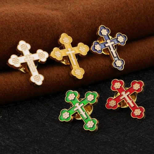 Jerusalem Cross Enamel Lapel Pin