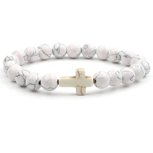 Handmade Natural Stone Cross Bracelet