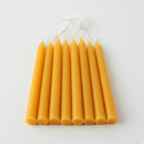 10 PACK Pure Beeswax Taper Candles Hand Dipped