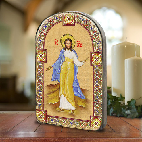 Jesus Wooden Gold Plated Religious Christian Sacred Icon - Inspirational Icon Decor - 86051