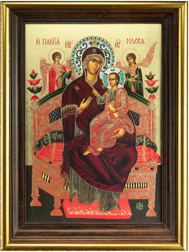VATOPEDI MONASTERY Panagia Pantanassa 17th-century Replica of the Miraculous Icon from Mount Athos (33 x 26 cm)