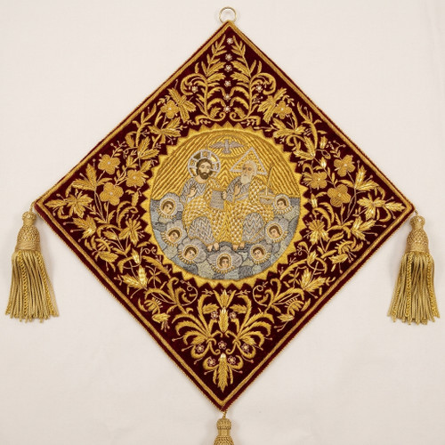 Velvet Holy Trinity Embroidered Church Decoration with Gold Tassels