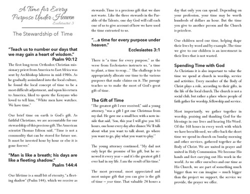 Stewardship of Time Pamphlet - Digital Download
