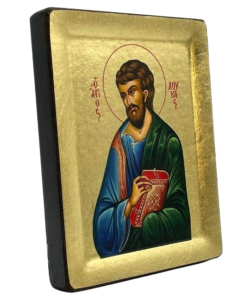Saint Lucas (St Luke) Silk Screen Icon – Gold & Engraved Wood