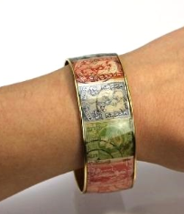 Bangle Bracelet Greek Stamps Custom Signature Design – Brass 24 kt Gold Plated