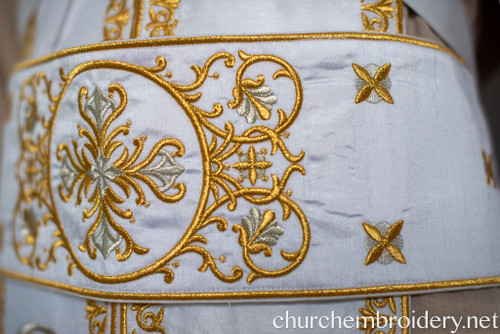 Fully-Embroidered Orthodox Priest Vestments Set — White-Gold : SE-