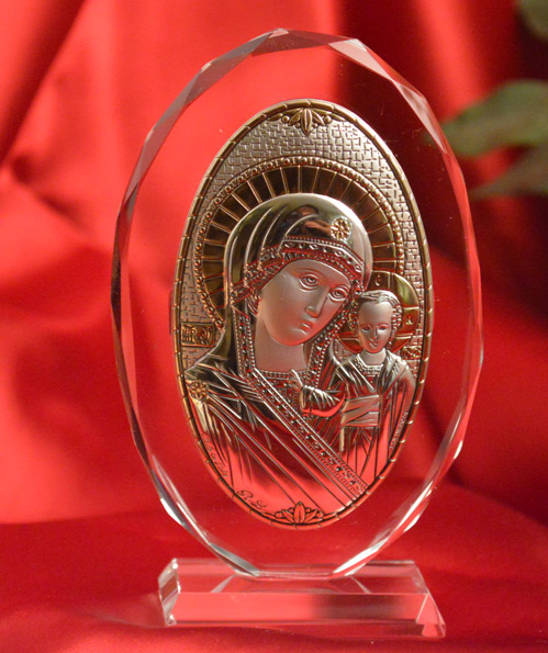 Panagia Icon on Glass Stand - 2 colors