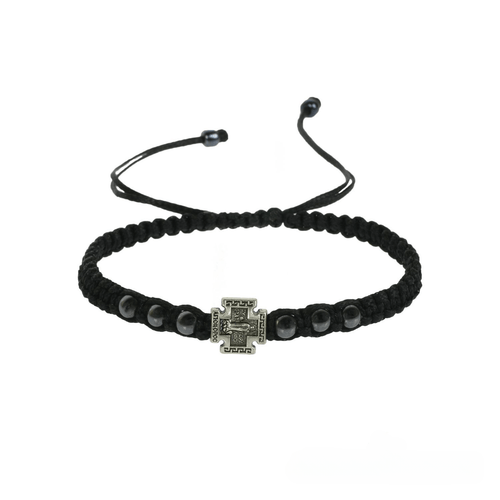 Black Prayer Rope with Metalic Cross