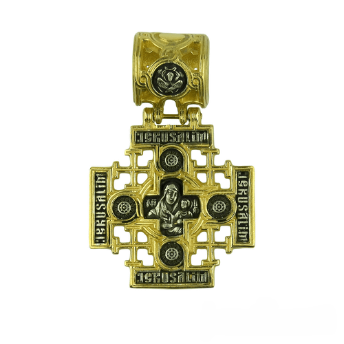 Silver Cross with Theotokos and Jesus Christ