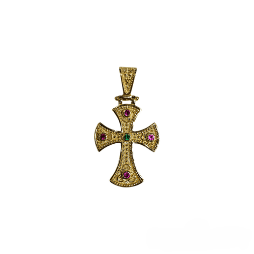 Silver Cross Gold-plated with Purple Stones