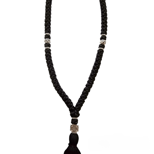 Silk Prayer Rope with 100 Knots and Metallic Beads