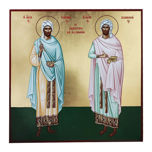 Orthodox Icon with Holy Unmercenaries from Arabia
