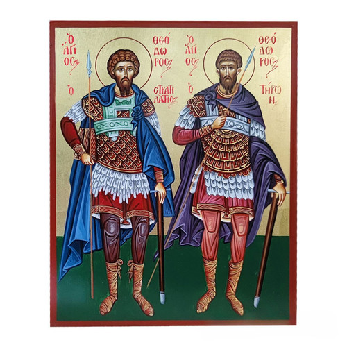 Saints Theodore Tyron and Stratelates Handmade Wooden Iconography