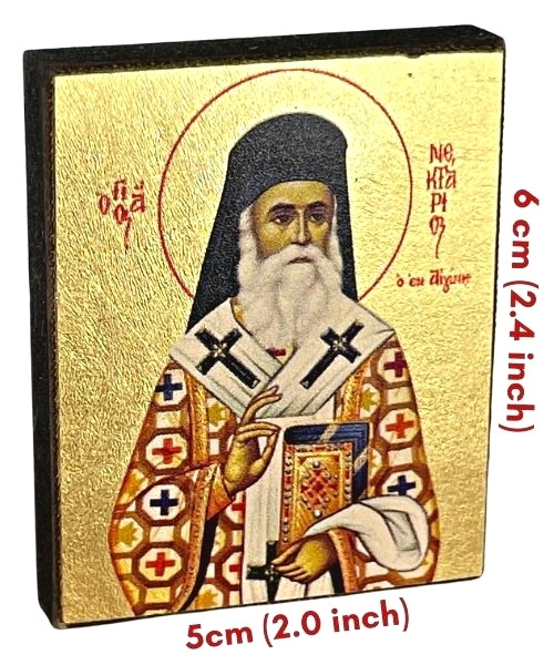 Saint Nektarios and Theotokos (Sweet Kissing)  Icon Silk Screen Magnet Set of 2