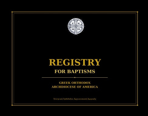 Greek Orthodox Archdiocese Baptism Registry Book