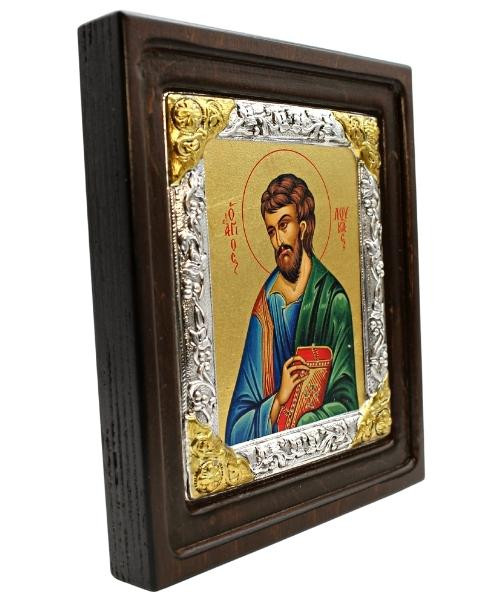 Saint Lucas Silk Screen Icon – Engraved  925 Silver  and 22kt Gold on Wood