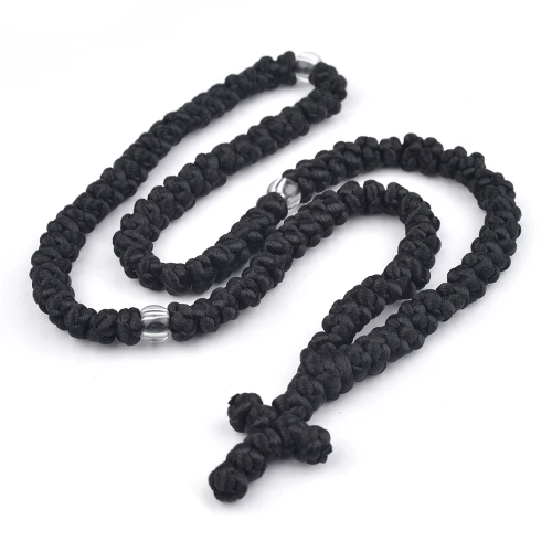 Black Komboskini, 100 Knots — Handmade on Mt. Athos