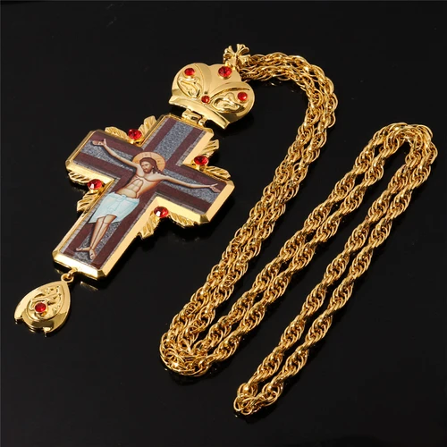 Gold-Color Orthodox Pastoral Cross