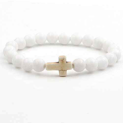 Handmade Natural Stone Cross Bracelet