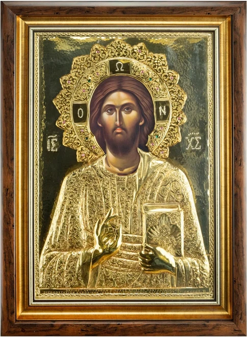 Vatopedi Monastery — Christ Pantocrator, 16th-Century Replica (57 x 44 cm)