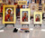 Jesus Christ Pantocrator  Silk Screen Icon – Gold Frame Engraved Wood with Silver & Gold Halo