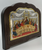 Last Supper (Mystical Supper) Icon – Arched Engraved Silver, Gold & Wood