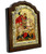 Saint George Religious Icon Arched Engraved Silver Natural Wood