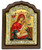 Virgin Mary with Child Icon (Theotokos) – Arched Engraved Silver, Gold & Wood