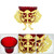Orthodox Hanging Vigil Lamp | Gold Plated Alloy with Red Glass Bowl Cross and Grapevine