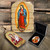 The Holy Family Religious Jewelry Silver Plated Necklace, Gold-Plated Wooden Cabochon - Orthodox Sacred Icon - Inspirational Icon Decor - 43020R