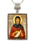 Saint Antoni Religious Jewelry Silver Plated Necklace, Gold-Plated Wooden Cabochon - Christian Sacred Icon - Inspirational Icon Decor - 43062R
