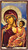 Mother Of God Paramithia 14th-century Wooden Aged Icon on Canvas with Coloured Background from Mount Athos (15 x 8 cm)