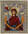 Holy Belt of Theotokos Crafted Icon on Canvas from Mount Athos (11 x 9 cm), Silver