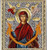 Holy Belt of Theotokos Crafted Icon on Canvas from Mount Athos (11 x 9 cm), Silver