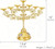 Orthodox 7-Branch Candle Holder, Gold Plated Zinc Alloy Church Candelabra with Cross and Enamel Details, 12" Liturgical Altar Candlestick for Religious Rituals