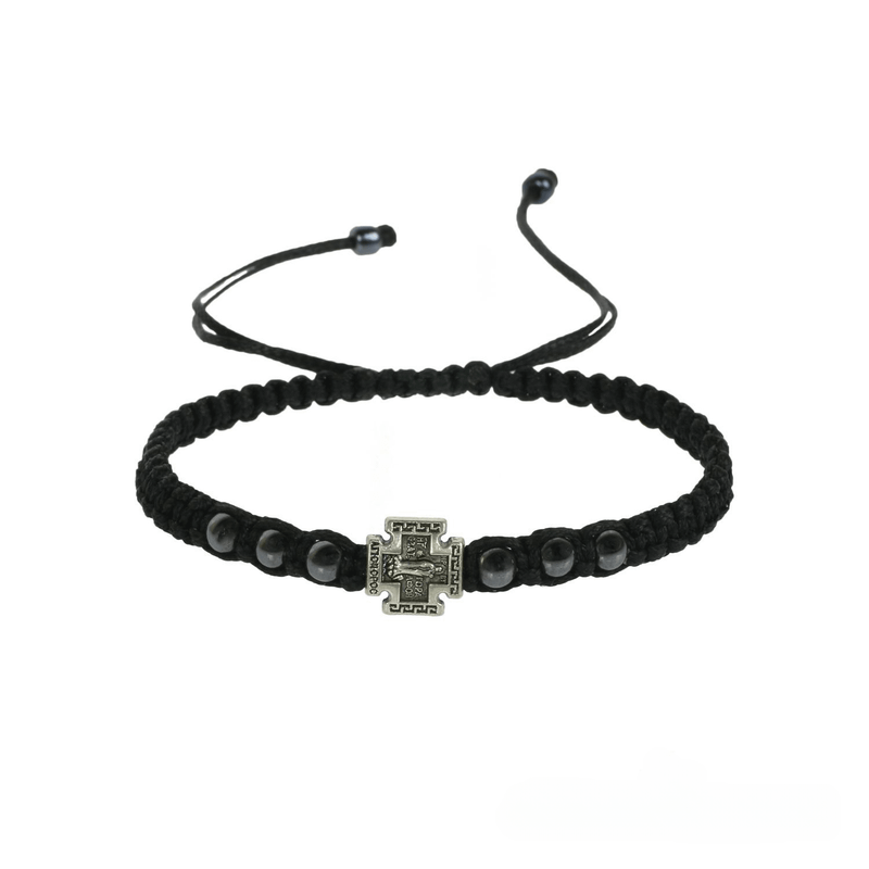 Black Prayer Rope with Metalic Cross