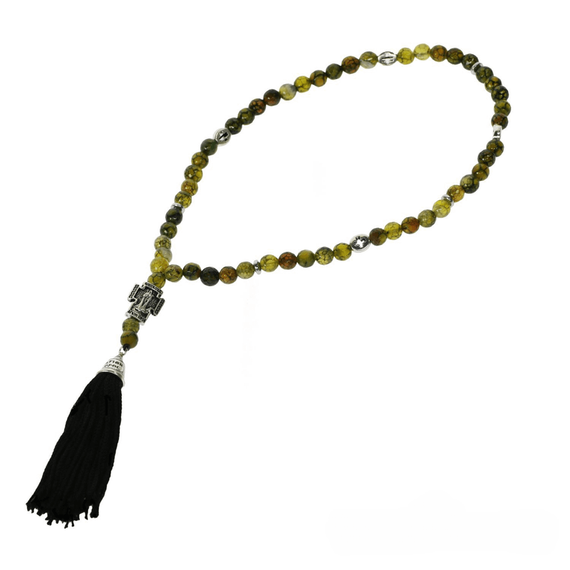 Prayer Rope with 50 Green Agate Beads