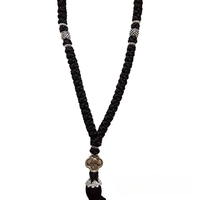 Silk Prayer Rope 100 Knots with Cross and Beads