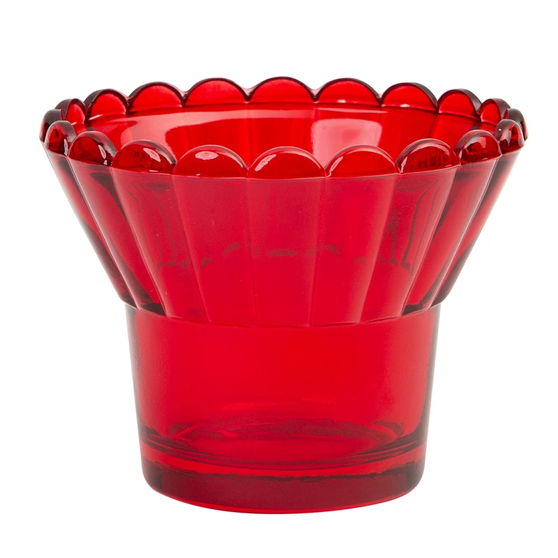 Scalloped Edge Red Glass Orthodox Votive Candle Holder