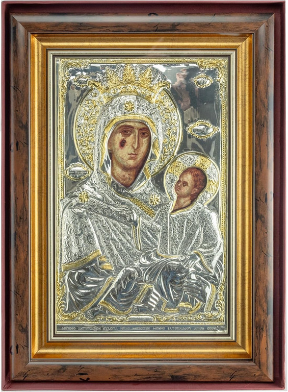 VATOPEDI MONASTERY Mother Of God Esfagmeni - Replica of Miraculous Icon from Mount Athos (62 x 42cm)