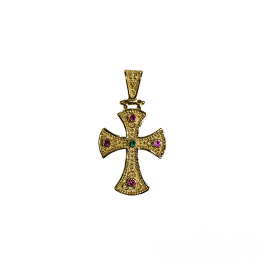 Silver Cross Gold-plated with Purple Stones - Orthodox Marketplace