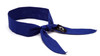 Pyramex CNB series evaporative cooling beaded bandana in solid royal blue, shown tied into a headband configuration against a white background.
