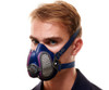 GVS Elipse P100 Half Mask Respirator worn by user, demonstrating the compact, low-profile design and unobstructed field of vision. This NIOSH-approved reusable dust mask is essential for woodworking, construction, and silica dust protection.
