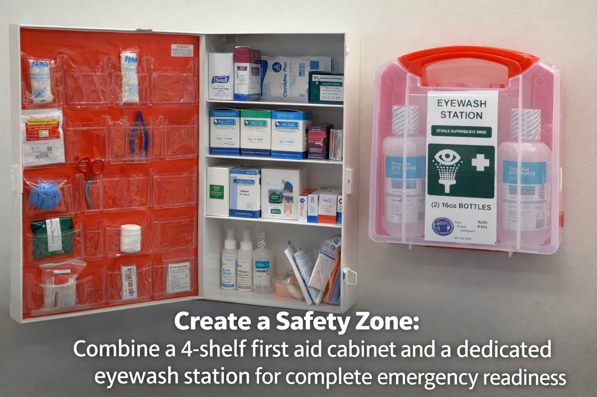 The "Safety Zone": Coordinating Your First Aid Cabinet and Eyewash Station