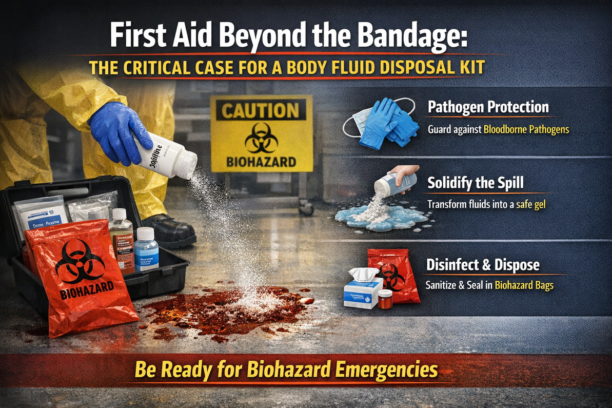 First Aid Beyond the Bandage: The Critical Case for a Body Fluid Disposal Kit
