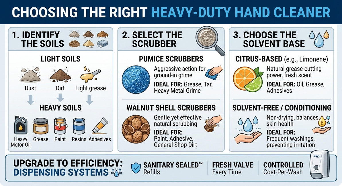 Choosing the Right Heavy-Duty Hand Cleaner for Your Shop: Solvents, Scrubbers, and Skin Health